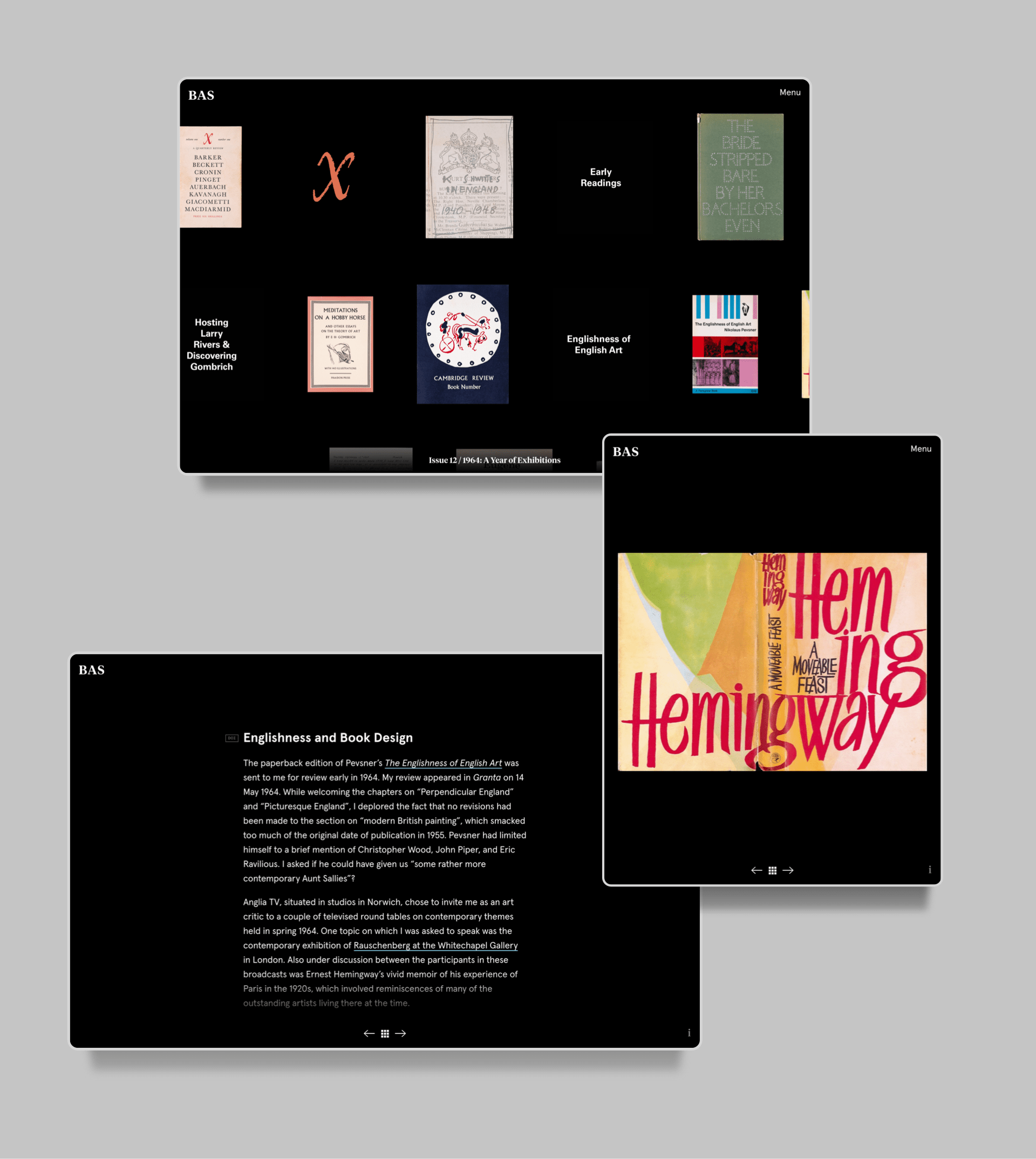 Screens of horizontal canvas template for Paul Mellon Centre British Art Studies Journal